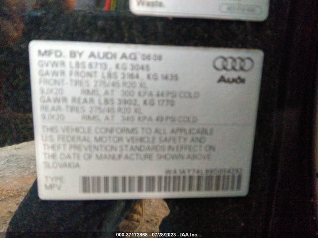 2009 AUDI Q7 VIN: WA1AY74L99D004252