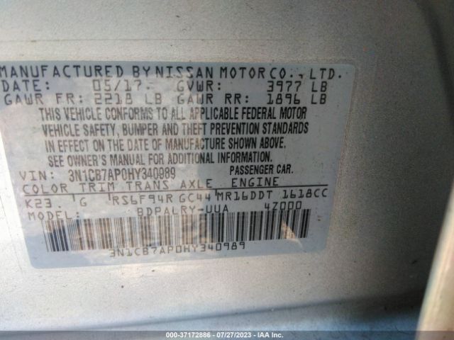 3N1CB7AP0HY340989 Nissan Sentra Sr Turbo