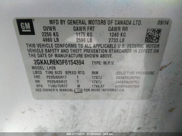 2GKALREK5F6154394 GMC Terrain Sle