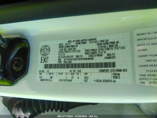 1FTEW1EF3HFB54945 Ford F-150 Xl/xlt/lariat