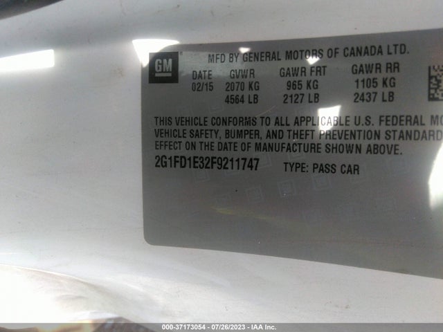 Chevrolet Camaro 1lt 2015 2G1FD1E32F9211747 Image 9