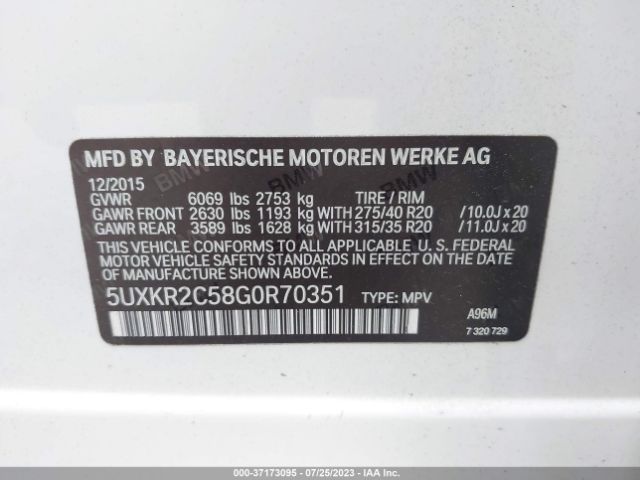 5UXKR2C58G0R70351 BMW X5 Sdrive35i