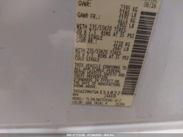5N1AZ2MH7GN151822 Nissan Murano Platinum