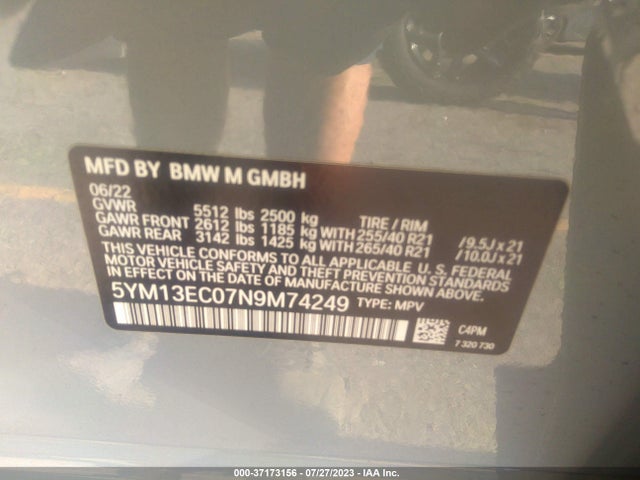 2022 BMW X3, VIN: 5YM13EC07N9M74249