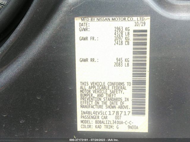 1N4BL4EV5LC178717 Nissan Altima Sl Fwd