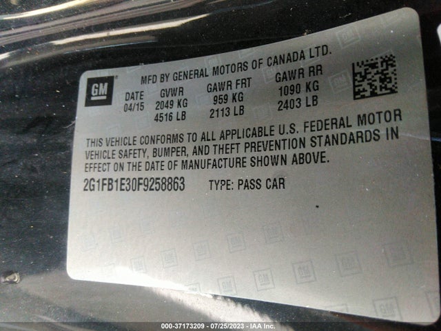 Chevrolet CAMARO LS 2015 2G1FB1E30F9258863 Image 9