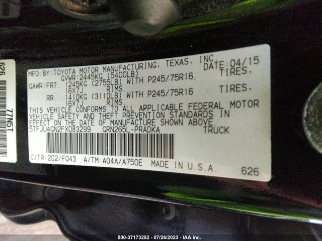 Toyota Tacoma Prerunner 2015 5TFJU4GN2FX083299 Image 16
