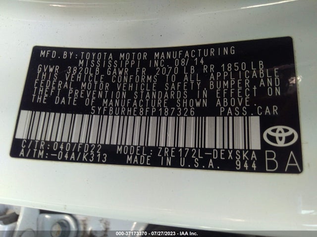 Toyota Corolla L/le/s/s Plus/le Plus 2015 5YFBURHE8FP187326 Image 16