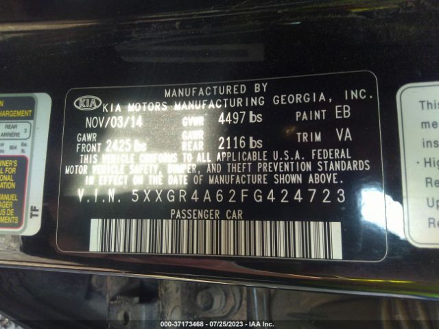 5XXGR4A62FG424723 KIA Optima Sxl Turbo