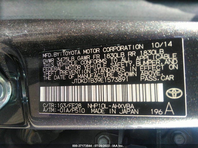 Toyota Prius C One/three/two/four 2014 JTDKDTB39E1573891 Image 9