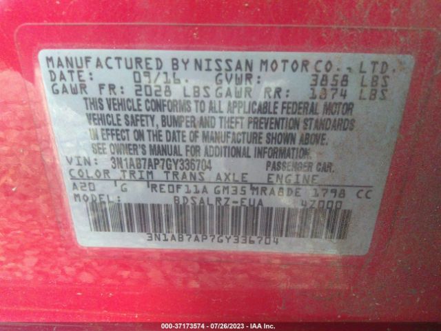 3N1AB7AP7GY336704 Nissan SENTRA SR