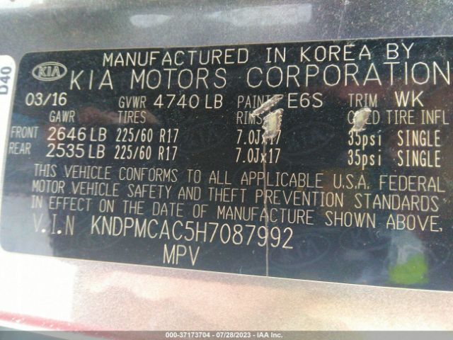 KNDPMCAC5H7087992 KIA Sportage Lx