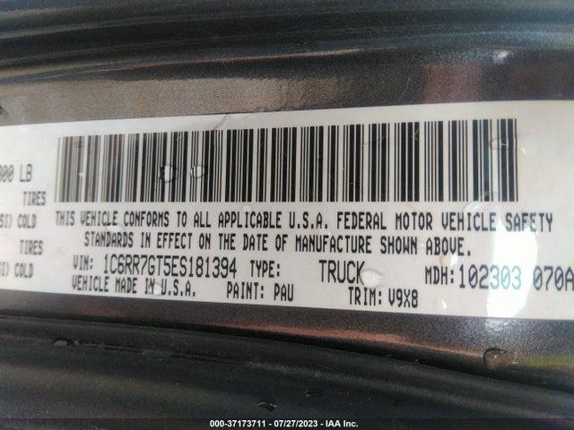 2014 RAM 1500 SLT VIN: 1C6RR7GT5ES181394