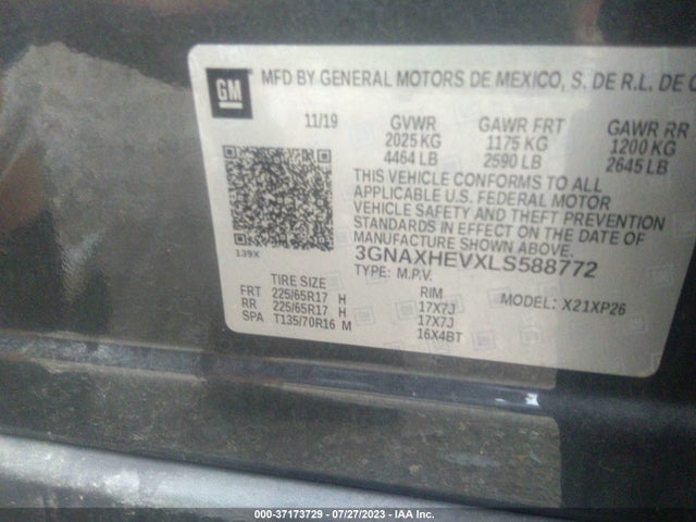 Chevrolet EQUINOX LS 2020 3GNAXHEVXLS588772 Image 9