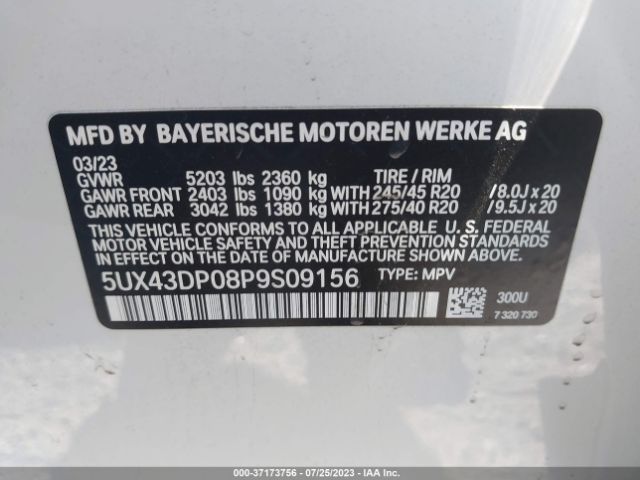 5UX43DP08P9S09156 BMW X3 Sdrive30i