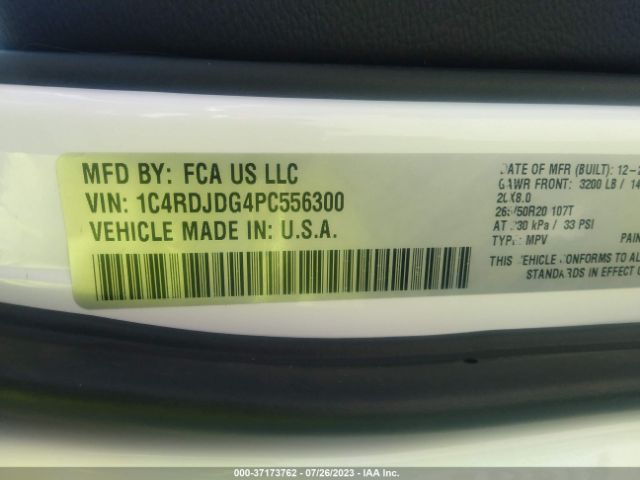 1C4RDJDG4PC556300 Dodge Durango Gt Launch Edition