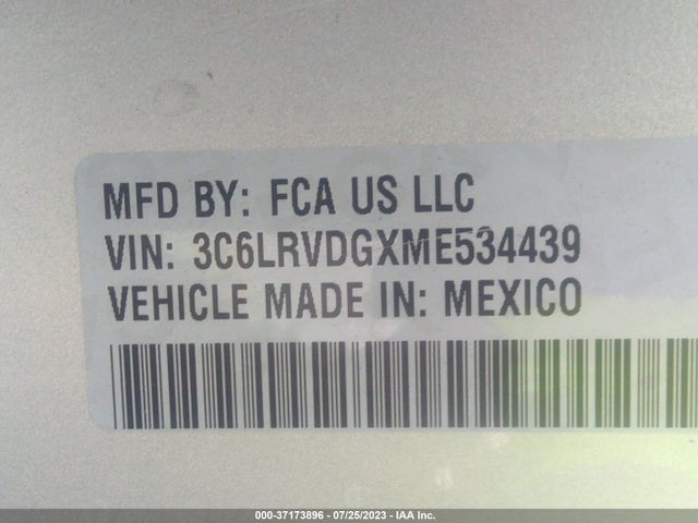 2021 RAM PROMASTER CARGO VAN VIN: 3C6LRVDGXME534439