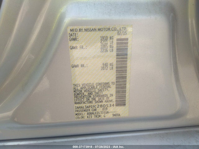 Nissan Altima 2.5 S 2015 1N4AL3AP1FC280534 Image 10