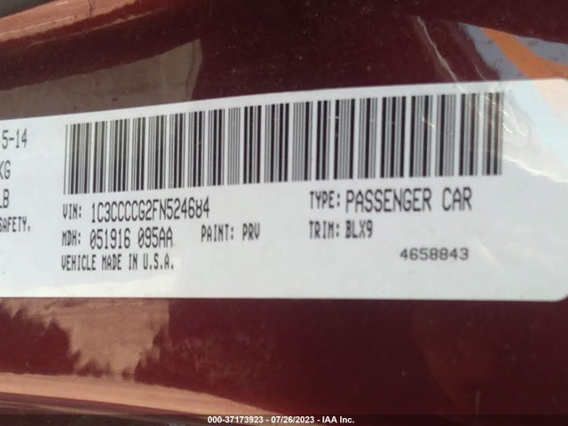 1C3CCCCG2FN524684 Chrysler 200 C