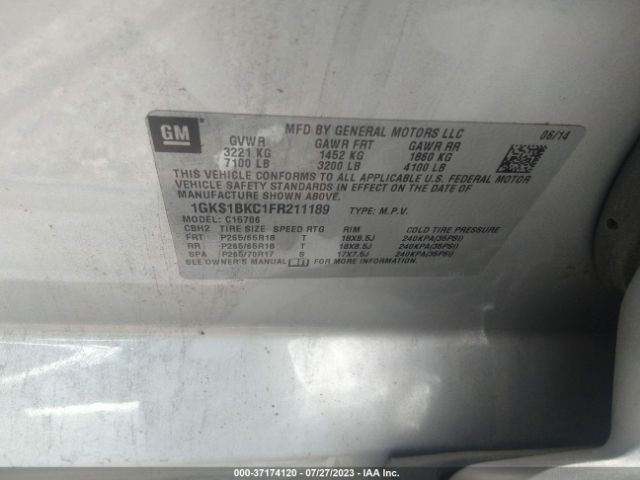 1GKS1BKC1FR211189 GMC YUKON SLT