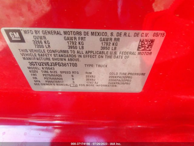 3GTU2VEJ3FG381700 GMC Sierra 1500 Slt