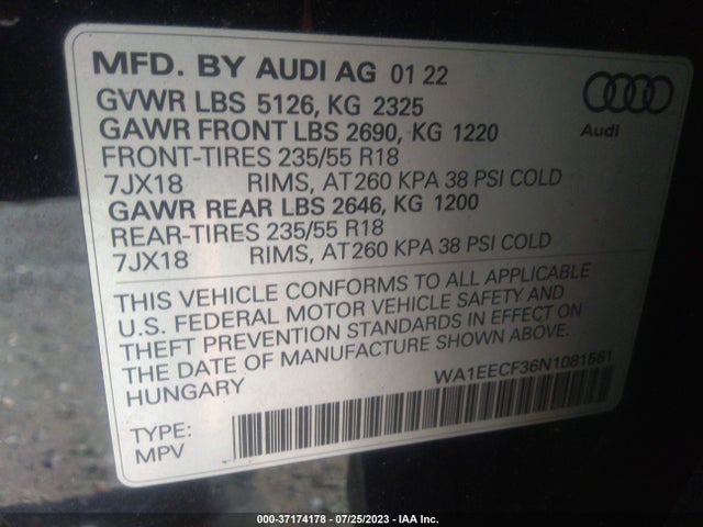 WA1EECF36N1081561 Audi Q3 S Line Premium Plus