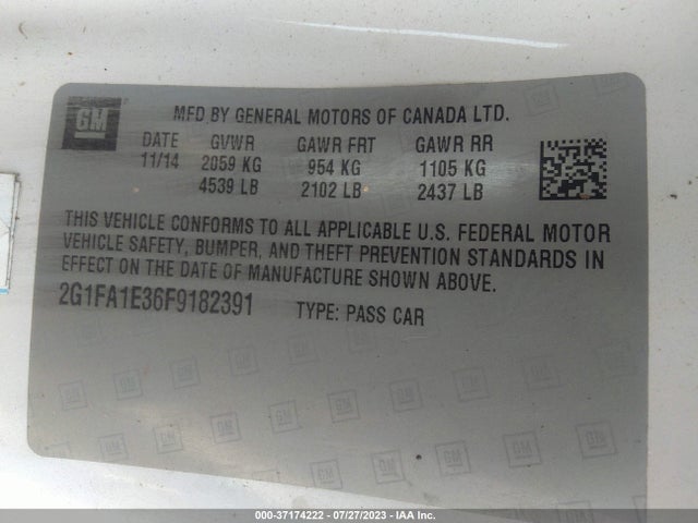 Chevrolet CAMARO LS 2015 2G1FA1E36F9182391 Image 9
