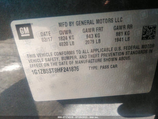 Chevrolet MALIBU LS 2017 1G1ZB5ST8HF241876 Image 9
