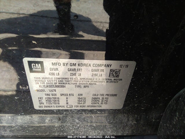 Chevrolet Trax Fwd Ls 2020 KL7CJKSB2LB083084 Image 9