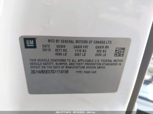 Chevrolet Impala Limited Lt 2016 2G1WB5E37G1114198 Image 9
