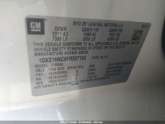 1GKS1HKC8FR307159 GMC Yukon Xl Slt