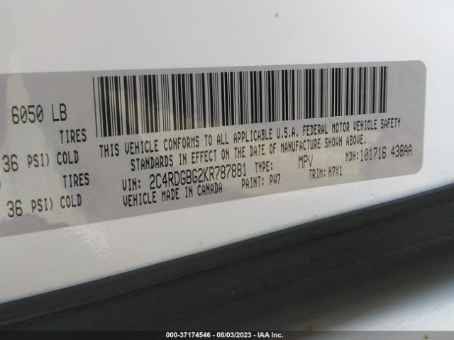 2C4RDGBG2KR787881 Dodge Grand Caravan Se