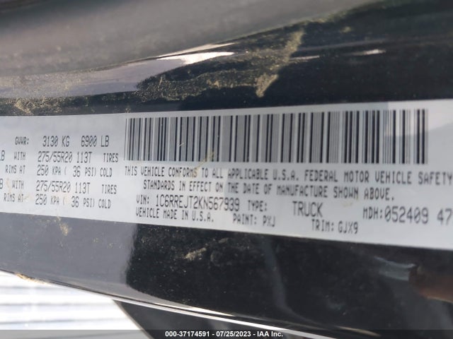 RAM 1500 Laramie 2019 1C6RREJT2KN567939 Image 9