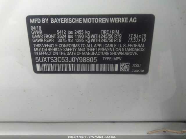 5UXTS3C53J0Y98805 BMW X3 M40i