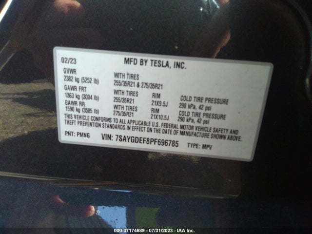 7SAYGDEF8PF696785 Tesla Model Y Performance