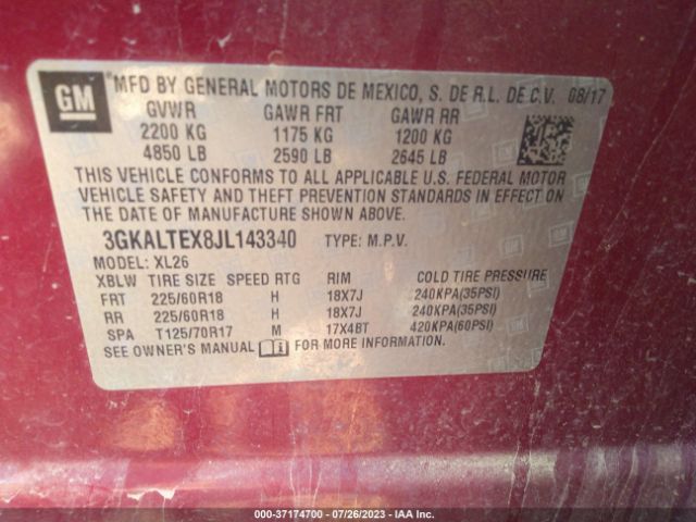 3GKALTEX8JL143340 GMC Terrain Sle