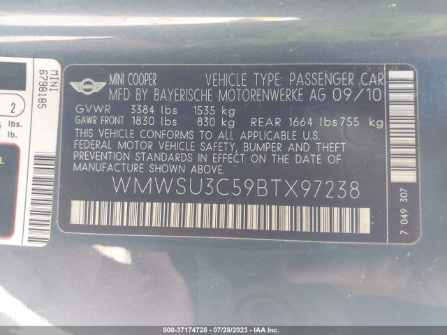 2011 MINI COOPER WMWSU3C59BTX97238 Photo 8