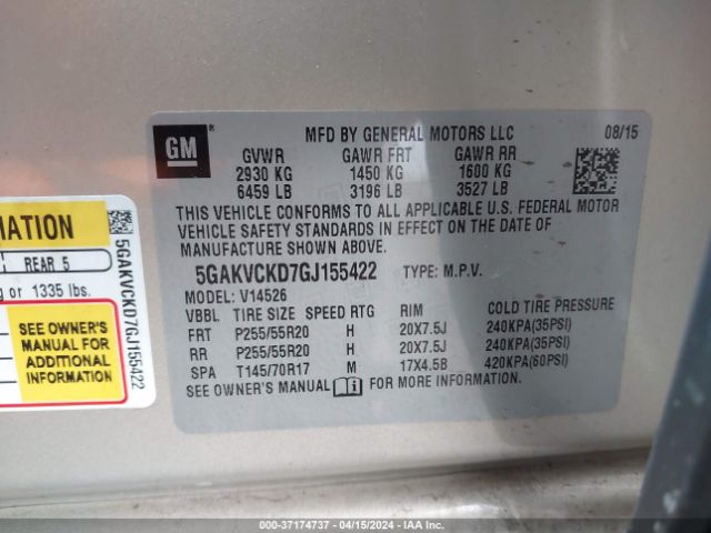 5GAKVCKD7GJ155422 Buick Enclave Premium