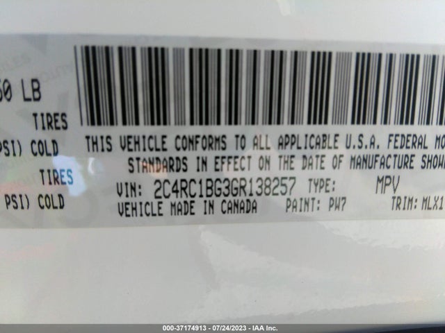 2C4RC1BG3GR138257 Chrysler Town & Country Touring