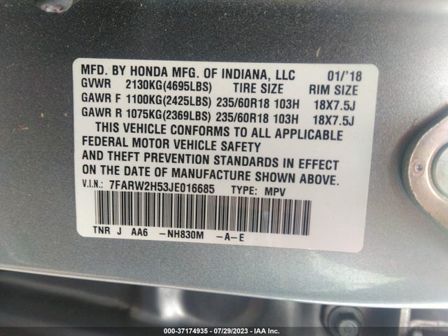 Honda CR-V EX 2018 7FARW2H53JE016685 Image 9