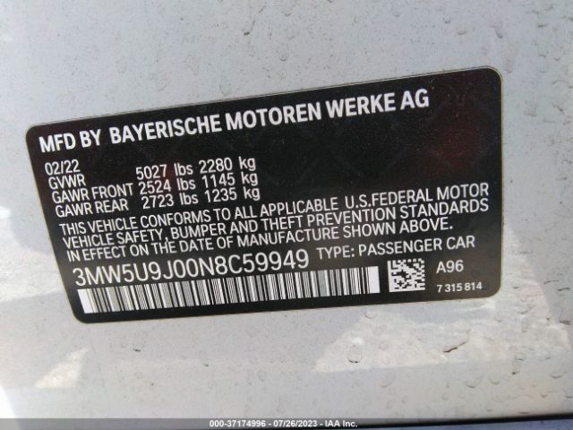 3MW5U9J00N8C59949 BMW 3 Series M340i Xdrive