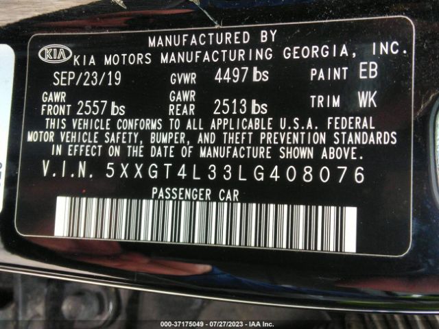 5XXGT4L33LG408076 KIA Optima S