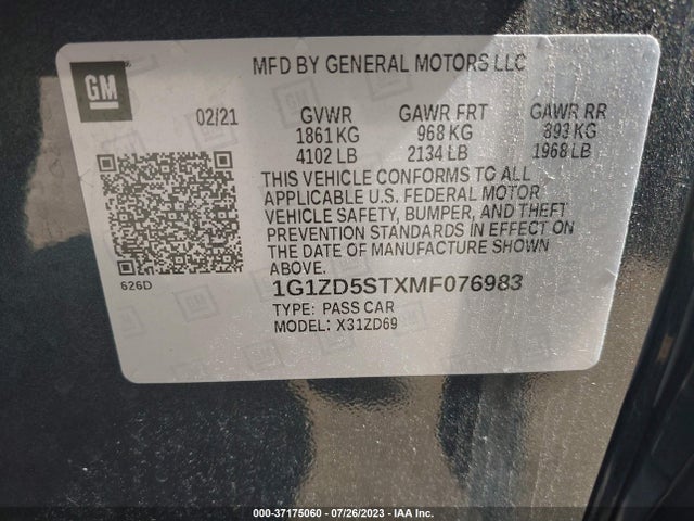 Chevrolet MALIBU LT 2021 1G1ZD5STXMF076983 Image 9