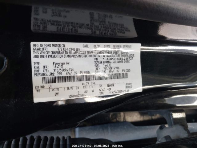 1FADP3F2XEL248727 Ford FOCUS SE