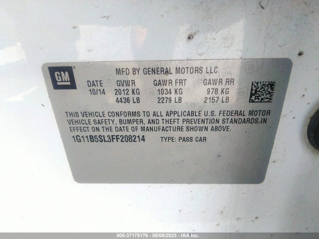 2015 CHEVROLET MALIBU LS VIN: 1G11B5SL3FF208214