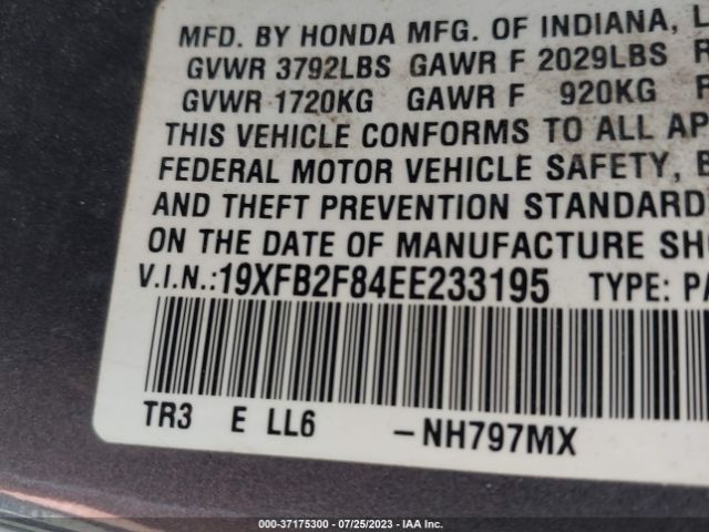 19XFB2F84EE233195 Honda Civic Sedan Ex