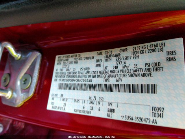 1FMCU0G94GUC66528 Ford ESCAPE SE