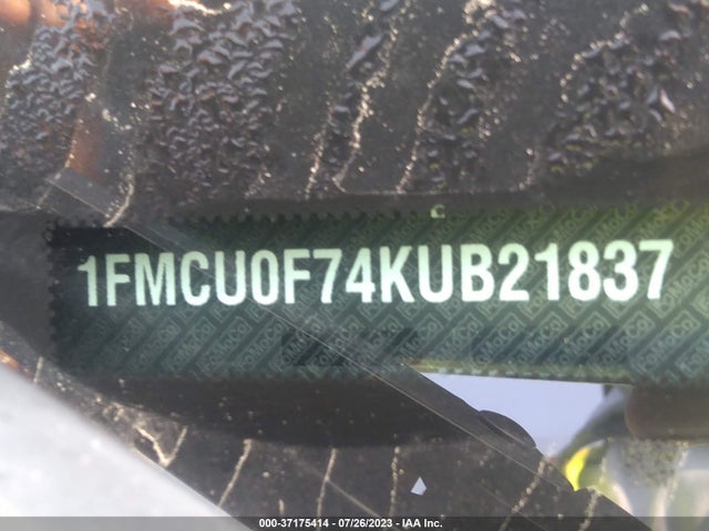 2019 FORD ESCAPE S VIN: 1FMCU0F74KUB21837