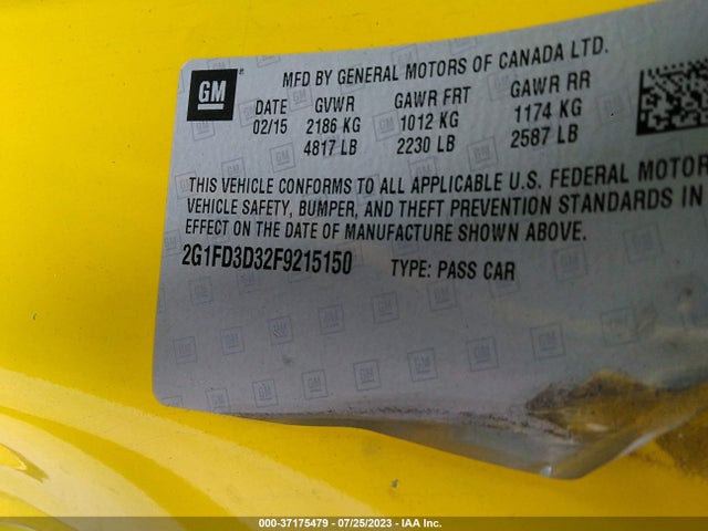 Chevrolet CAMARO LT 2015 2G1FD3D32F9215150 Image 9