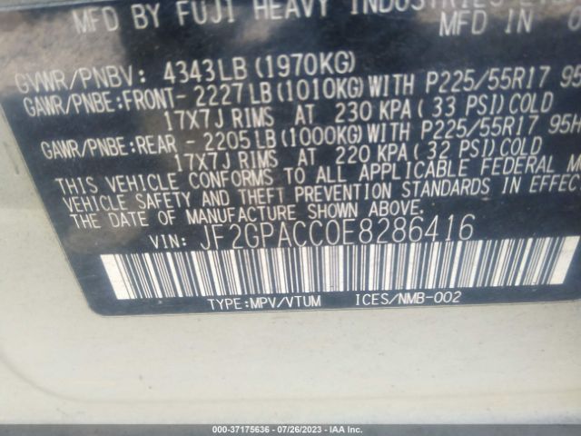 JF2GPACC0E8286416 Subaru Xv Crosstrek Premium